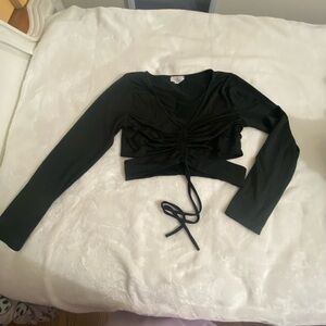 Chic Black Long Sleeve Crop Top